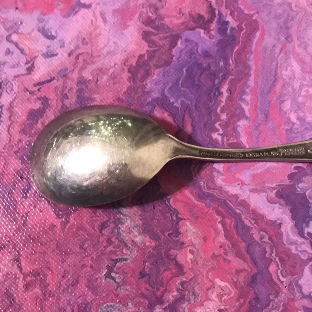 WM Rodgers Floral Detailed Handle Silver Toned Extra Plated Soup Spoon